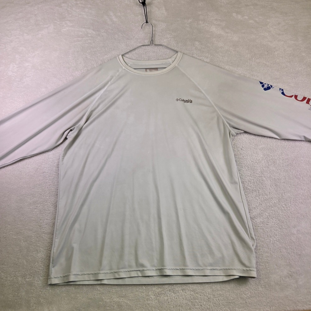Columbia PFG Terminal Tackle Long Sleeve Shirt Grey USA Sleeve Logo Mens XXL